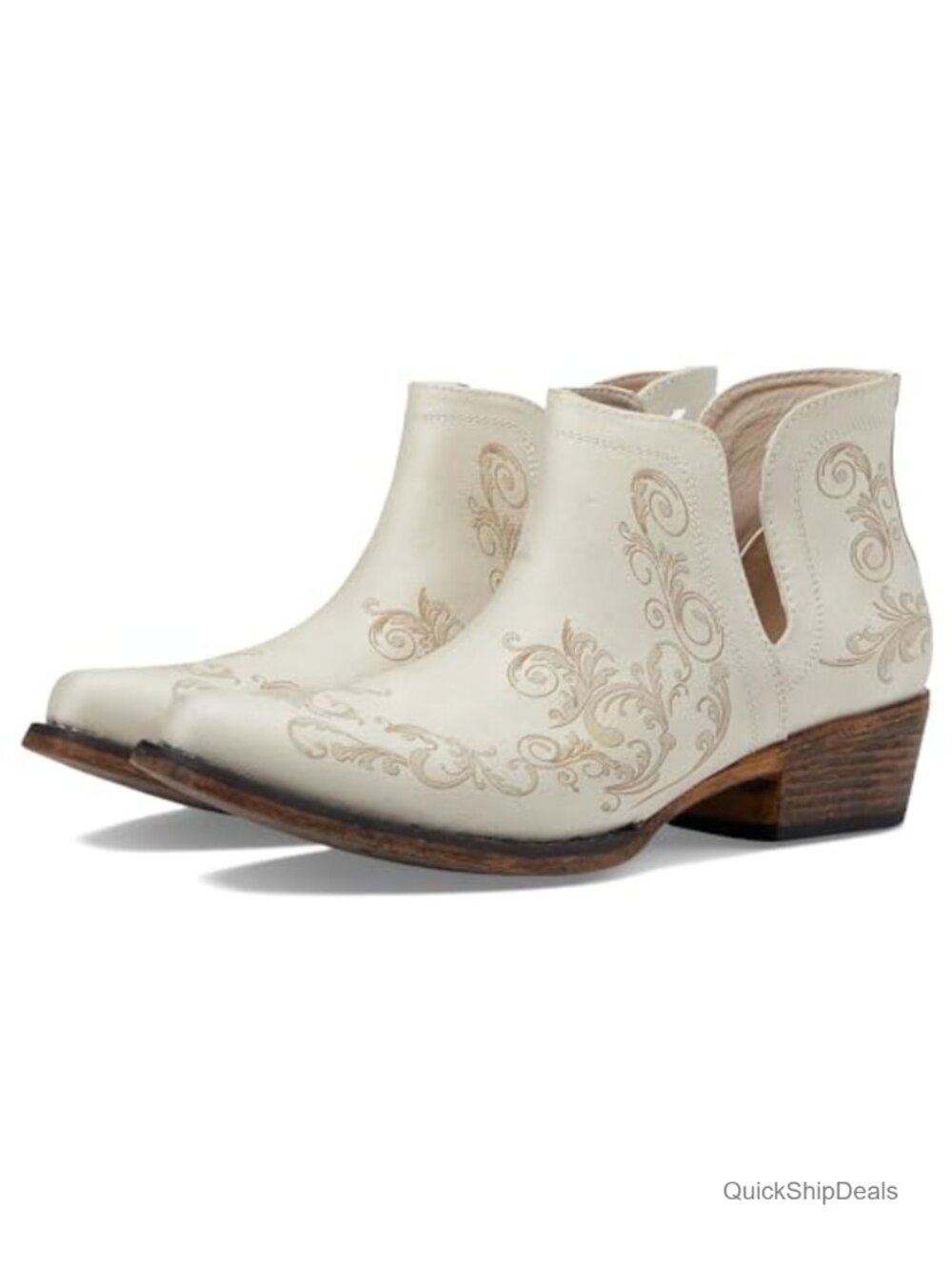 Faux Leather Laser Embossed Snip Toe Ankle Booties Casual